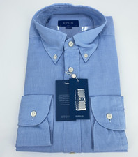 Eton Dress Shirt Men XL 17 - 43 Blue Textured Oxford Slim Fit Collar Button Down