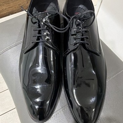Hugo Boss OXFORD SHOES IN PATENT LEATHER  Mens Style-50305625, Black, Sz 9.5 BOSS - Patent leather Oxford shoes with a pointed shape - Black main image 2
