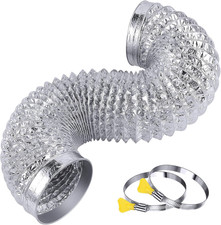 4" Flexible Dryer Vent Hose   Heavy Duty 3FT Aluminum Duct w/ 2 Key Hose Clamps