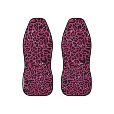 Pink Leopard Print Car Seat Covers Y2k Sparkle Animal Pattern