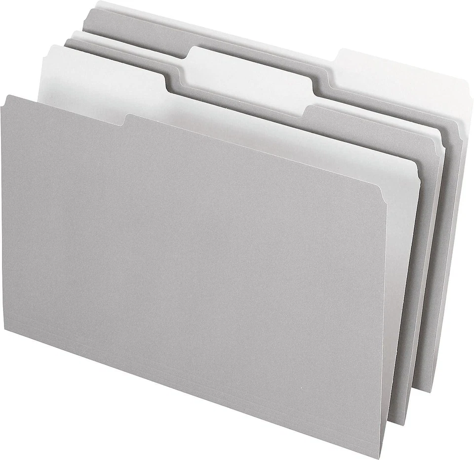 435013GRA Interior File Folders, 1/3 Cut Top Tab, Legal, Gray (Box of 100) - Image 2 of 4