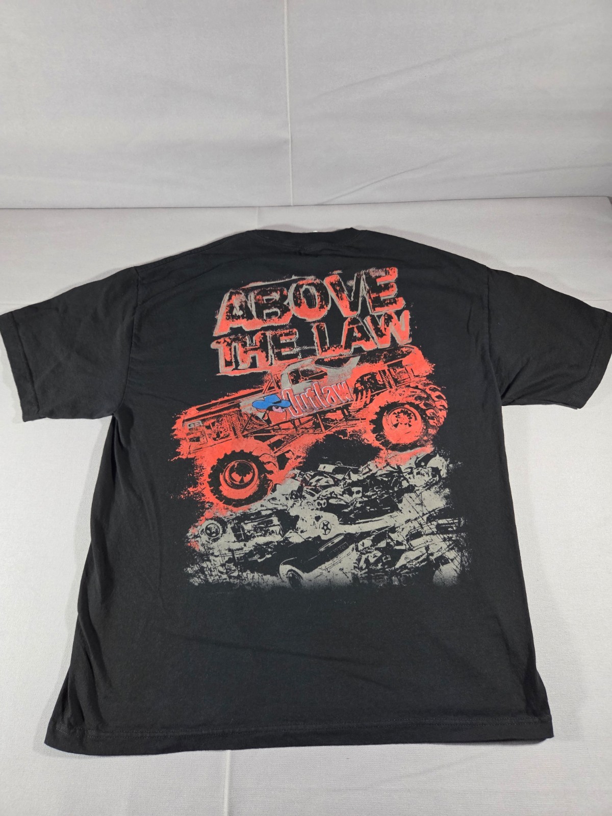 Above The Law Monster Truck T Shirt Mens XL Black Graphic Tee Racing