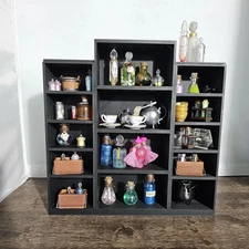 Miniature Wall/Tabletop Black Display Shelf MiniVerse, MiniBrand, Stepped Shelf