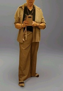 Leichter edler toller Hosenanzug weite Hosenbeine beige XL 44 46