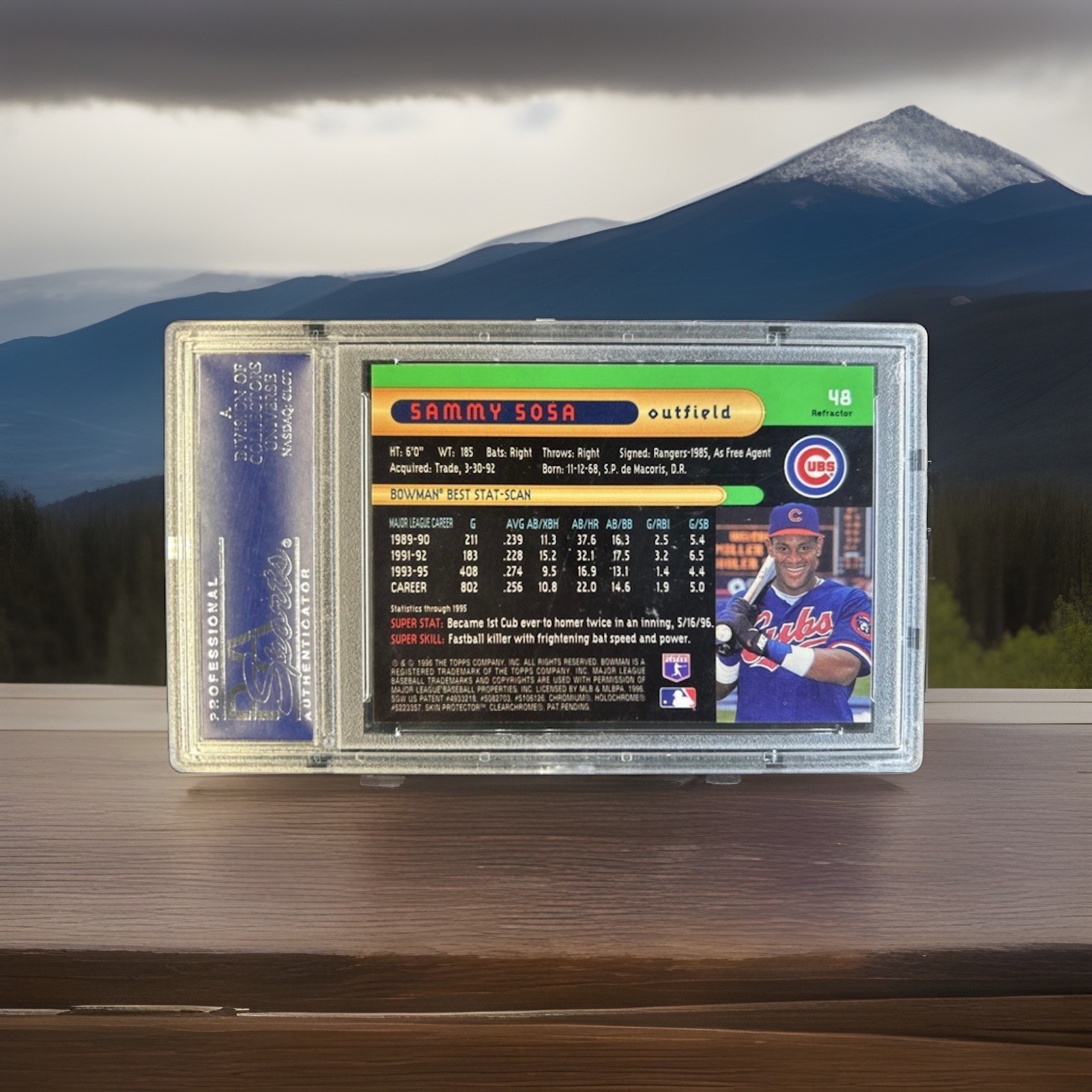 1996 Bowman's Best SLAMMING Sammy Sosa Refractor #48 PSA 10 EXTREMELY RARE POP 2 view 2