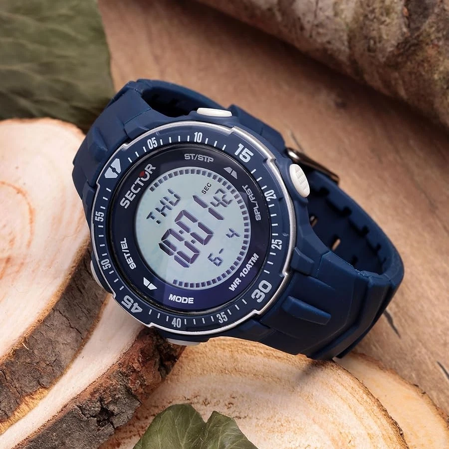 Orologio Uomo SECTOR EX-26 R3251280002 Silicone Blu Chrono Alarm Timer - Immagine 2 di 3