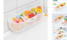 Shallow Pockets Easy Access Bath Toy Storage Organizer, 3 Compartment Large