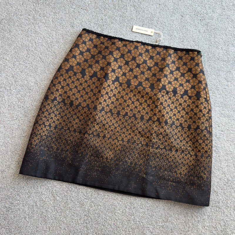 / Max Studio Black Cognag Short A-line Skirt Party Cocktail NWT LARGE