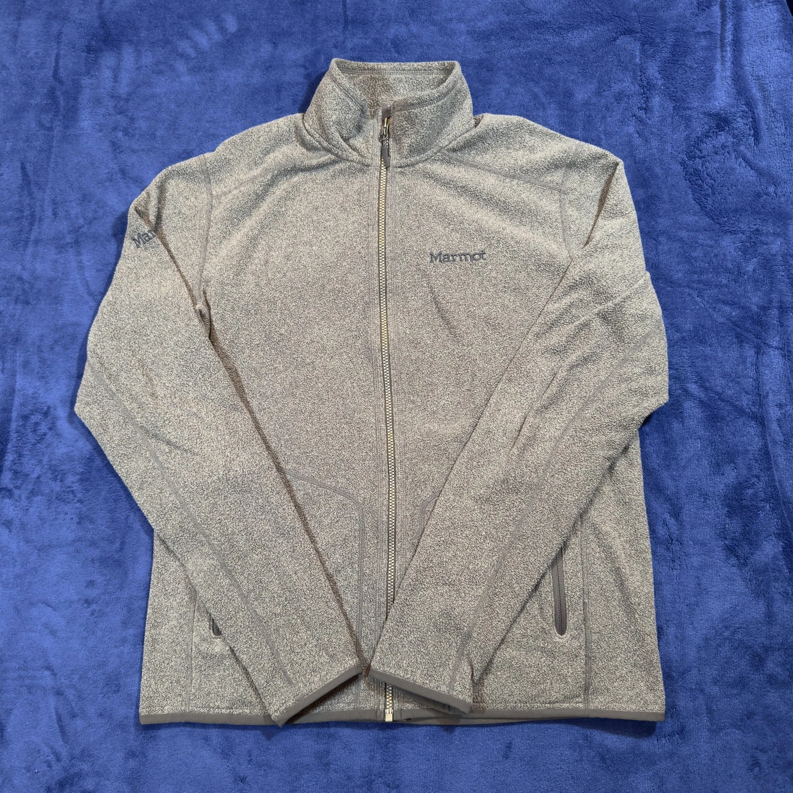 Marmot Jacket Mens Large Gray Full Zip Fleece Sweater Outdoors Lightweight