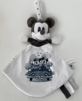 6024🌟EXCELLENT ÉTAT Doudou Plat Mouchoir Mickey Blanc Pois Disney Nicotoy - Photo 1/4