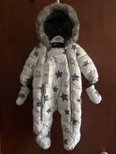 Baby Boys Unisex Snow Suit Stars F&F Size 3-6 Months RRP £20 Pramsuit All In One