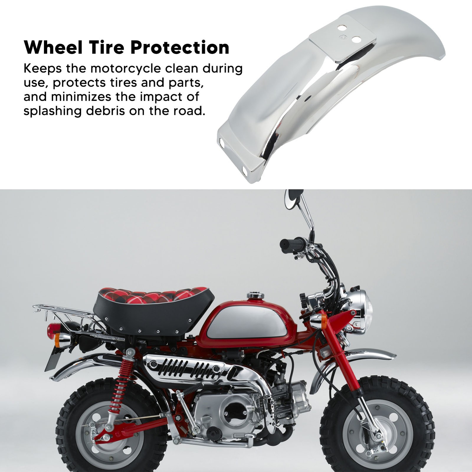 .Rear Fender Guard ABS Chrome Rear Tire Hugger For Monkey Gorilla Bikes Z50 Z50A