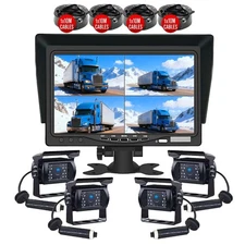 4 CH 7" Monitor Truck Tractor Reversing Security SYSTEM 4x Rear View Camera Kit