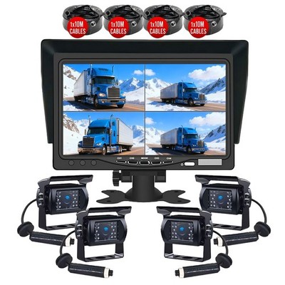 4 CH 7'' Monitor Truck Tractor Reversing Security SYSTEM 4x Rear View Camera Kit