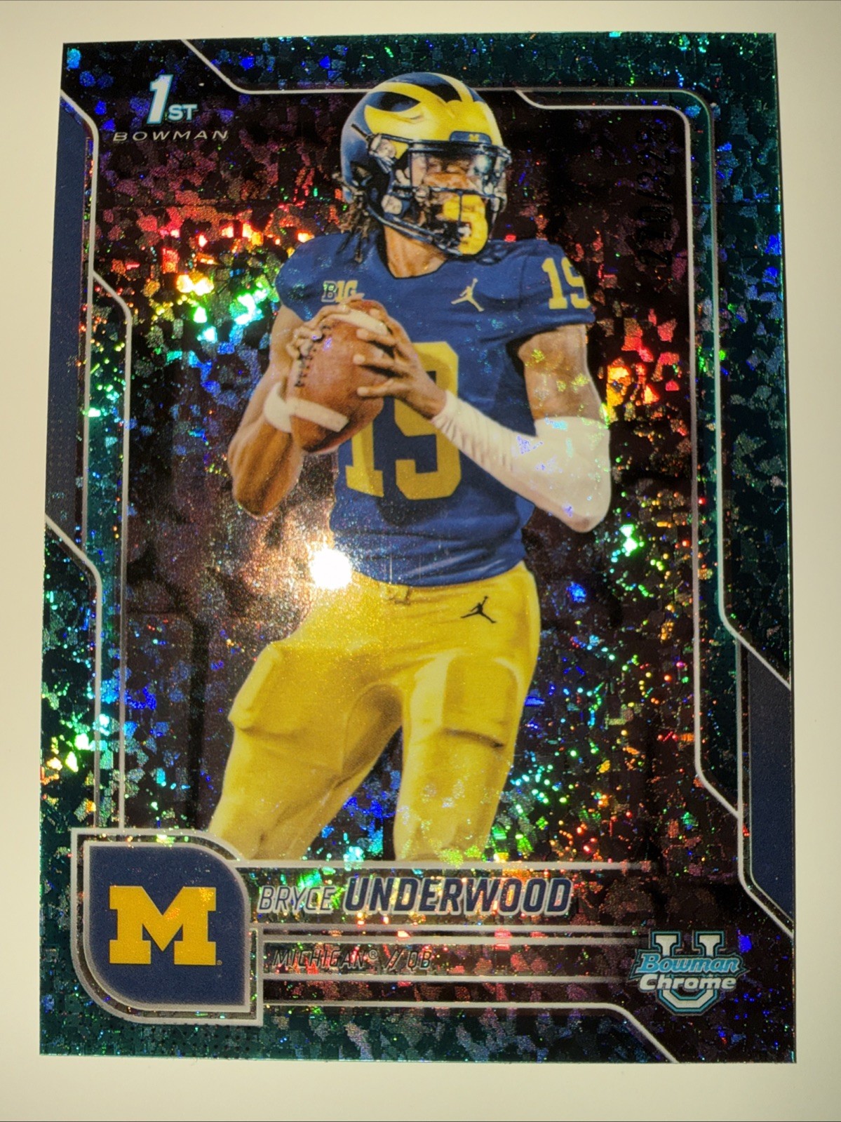 2025 Bowman Chrome U #196 1st Bryce Underwood /325 Aqua Mini Diamond Michigan