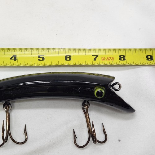 Esca da pesca Burmek snodata 8" muschio muschiato nero luccio lago fiume vintage  - Foto 11 di 11