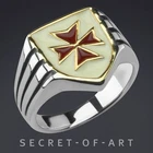 Knights Templar Ring Masonic Silver 925 18K-Gold-Plating Freemason Crusader