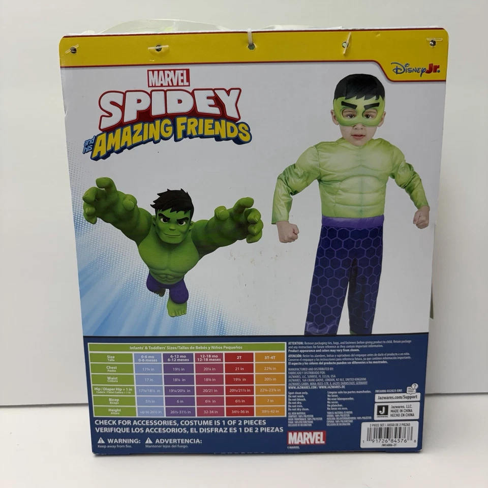 Disfraz de Halloween Disney Junior Spidey y sus increíbles amigos Hulk niño 2T Foto 4 de 4