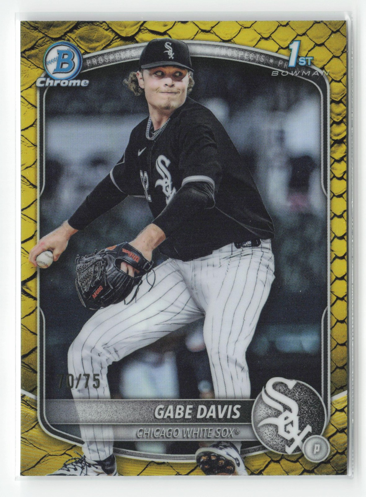 Gabe Davis 2025 Bowman Draft #BDC-83 Chrome Yellow Reptilian Refractor #/75