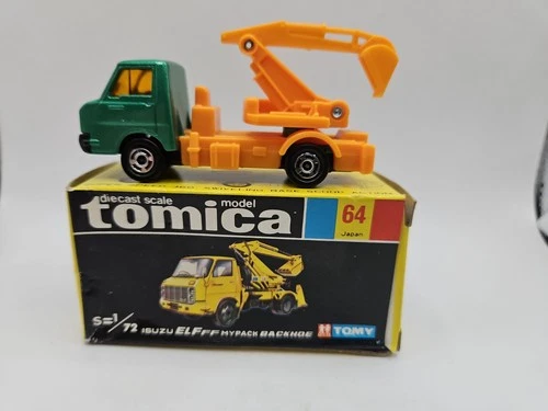 Tomica No 64 Isuzu Elf FF Mypack Backhoe Original Black Box Japan Tomey - product listing photo