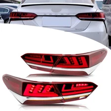 LED Tail Lights for Toyota Camry 2018-2023 8th Gen Red Rear Lamps Pair Assembly