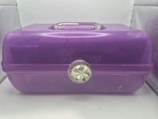 Caboodles Vintage Purple Two Tier Makeup Jewelry Box Mirror Organizer Case