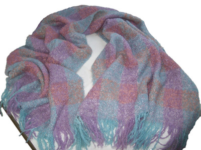 Stunning Huge Mohair Scarf Wrap 62 x 50 Scotland Andrew Stewart Blue Lilac Peach