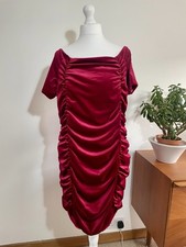 Quiz Claret Red Velvet Dress Size 22 Ruched Party Glam Evening 