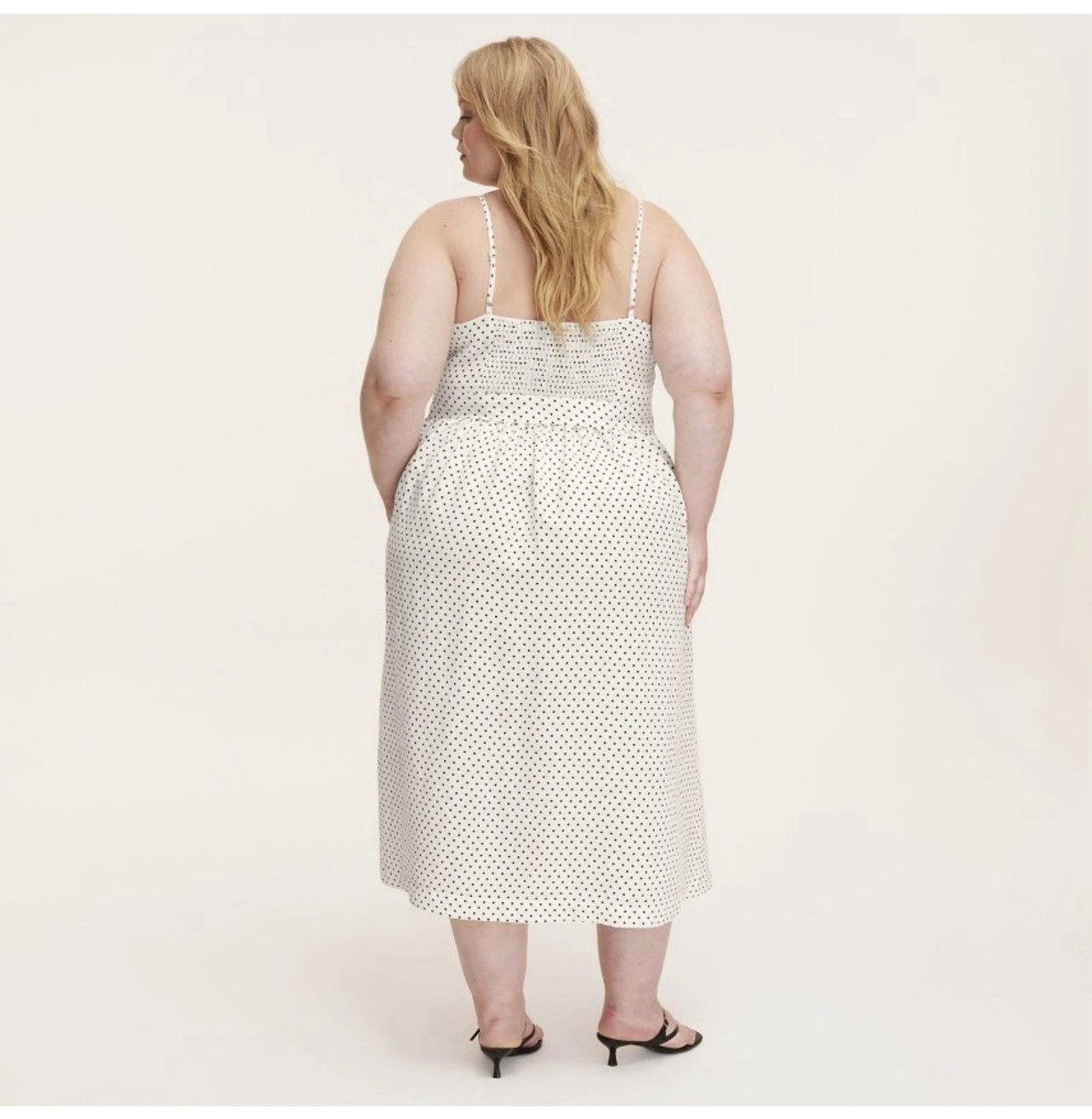 Kate Spade New York x Target Mini abito midi a pois con cravatta in vita panna nero XXL