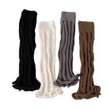 Harajuku Women Leg Warmers Punk Distressed Hole Knit Flared Foot Covers Socks