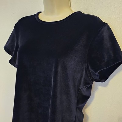 VTG Limited America Velour Top XL Blue 90s S/S Whimsigoth Delias Grunge 