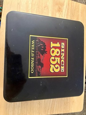 Wells Fargo  Since 1852  Black Collectible Advertising Tin Metal Storage Box