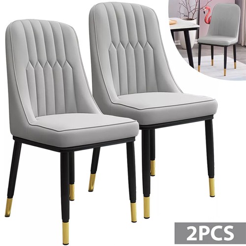 2/4PCS Faux Leather Dining Room Chairs Modern Dining Chairs with Gold Metal Legs - Picture 13 of 47