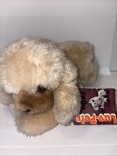 VINTAGE RUSS BERRIE PUFF PUFF TAN LAYING PUPPY DOG STUFFED ANIMAL PLUSH TOY