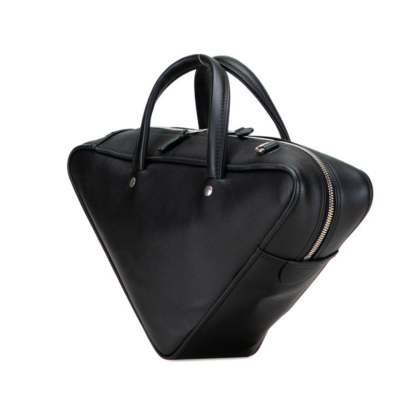 Balenciaga Triangle Duffle Handbag Shoulder 476975 Black Leather Women's Auth