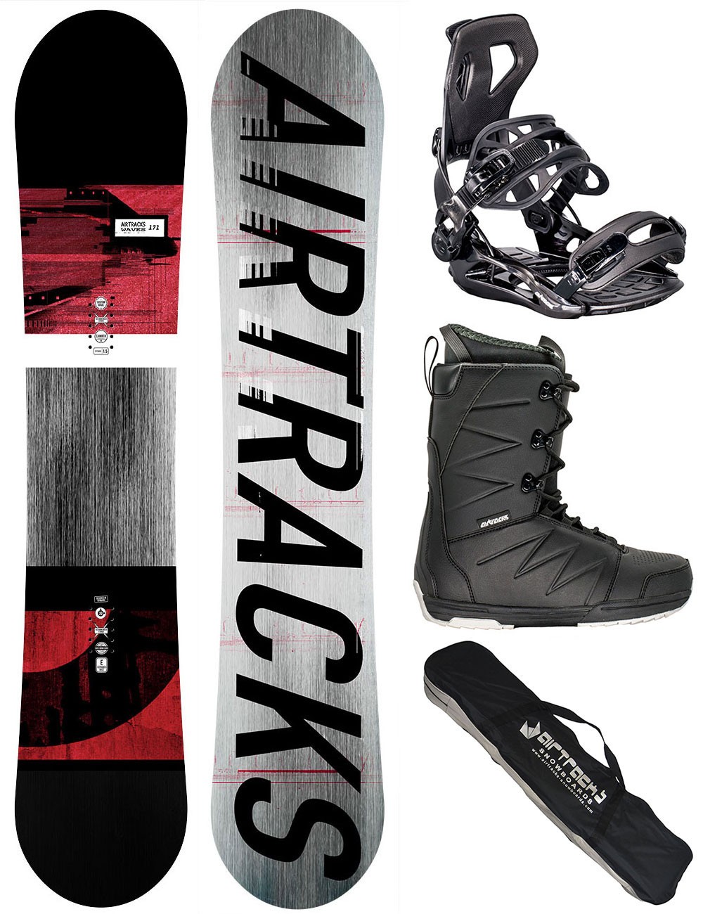 AIRTRACKS Snowboard Set Waves Wide+Bindung Master+Boots+Bag/ 159 161 165 171