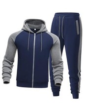 Men's Tracksuit 2 Pieces Set Zip Up Hoodie Sweatsuits XX-Large Navy-grey