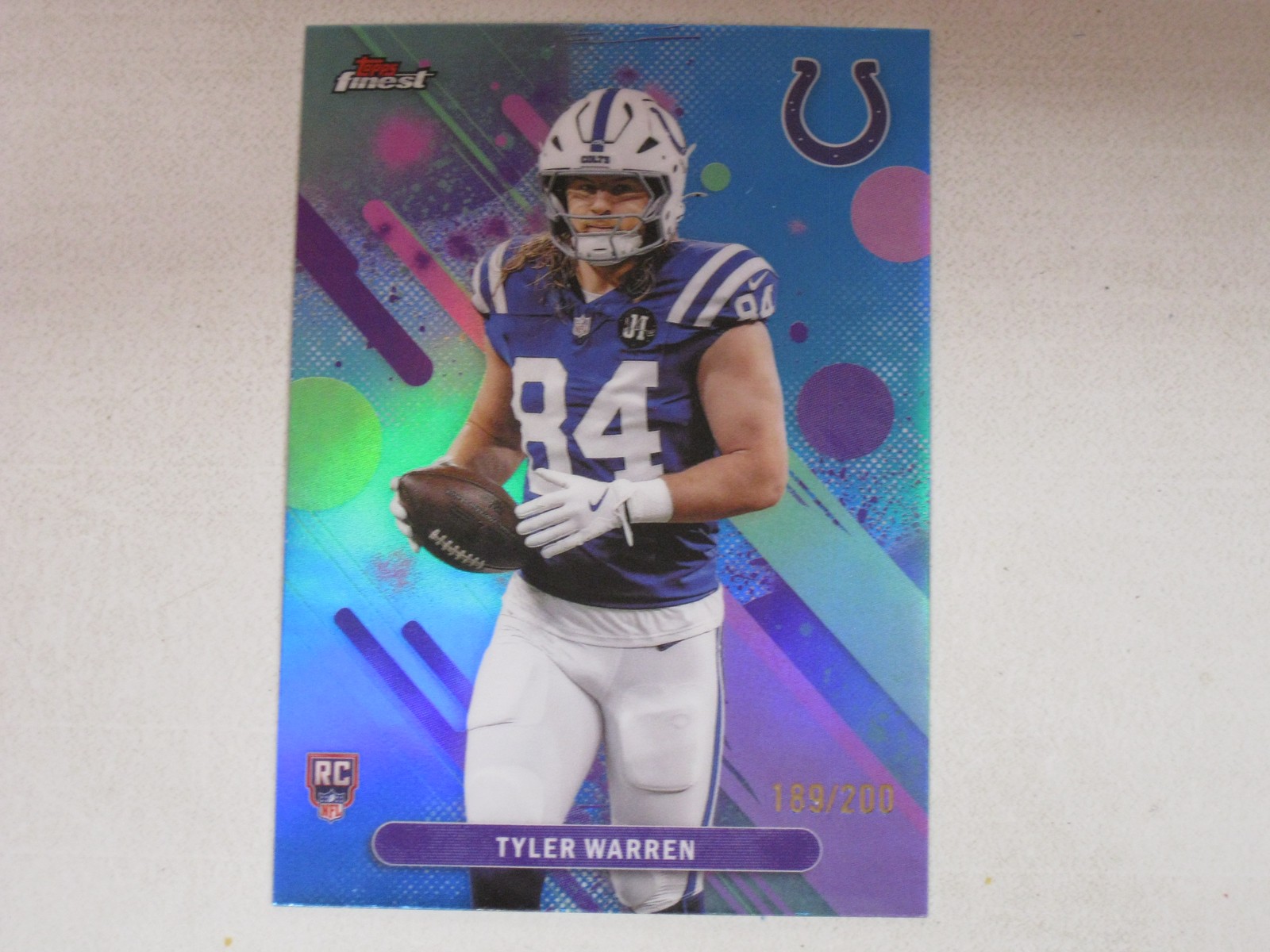 2025 Topps Finest Rookie Blue Refractor #33 Tyler Warren RC 189/200