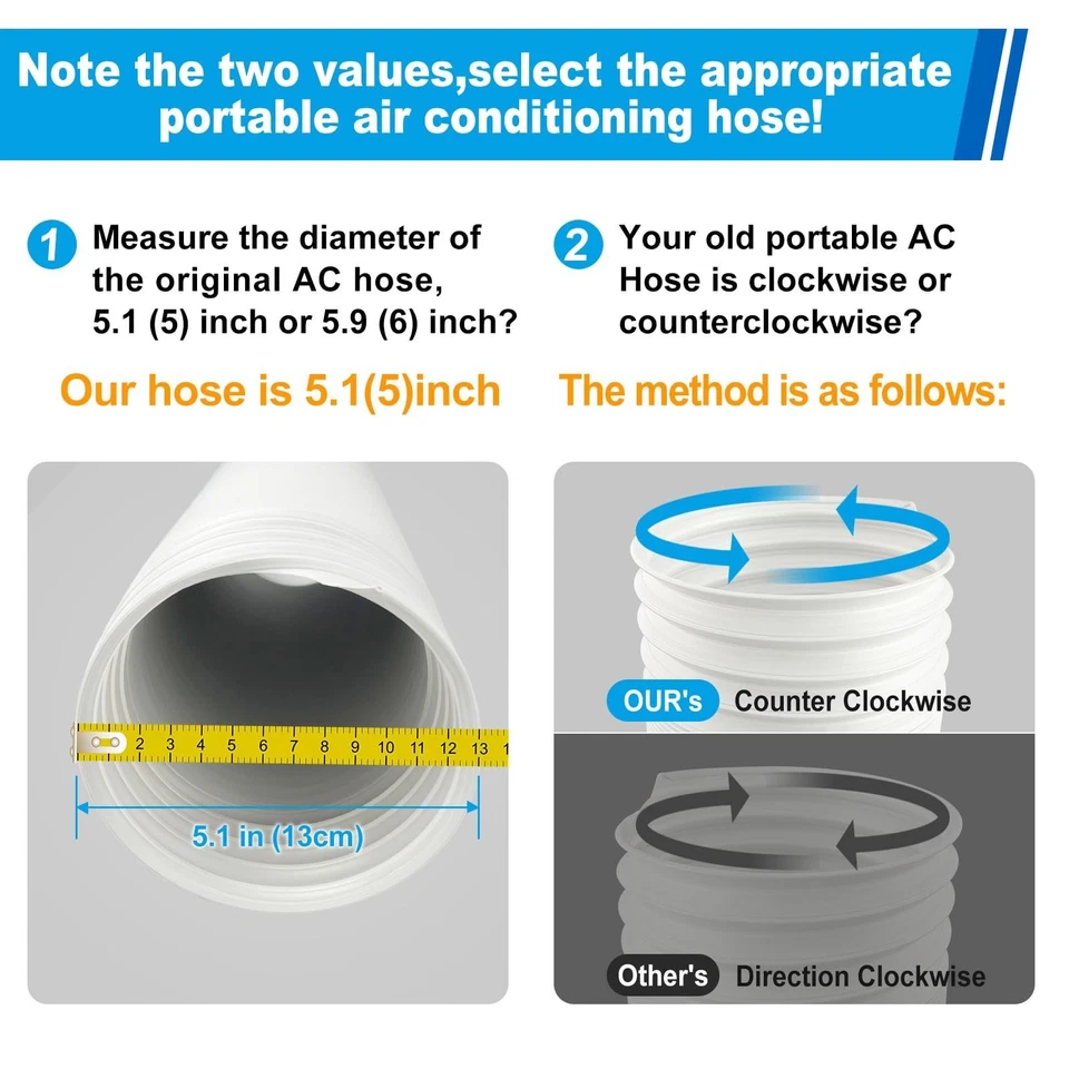 Mangueira de ar condicionado portátil 5,1 polegadas de diâmetro, mangueira CA portátil ventilação de exaustão... - Imagem 2 de 4