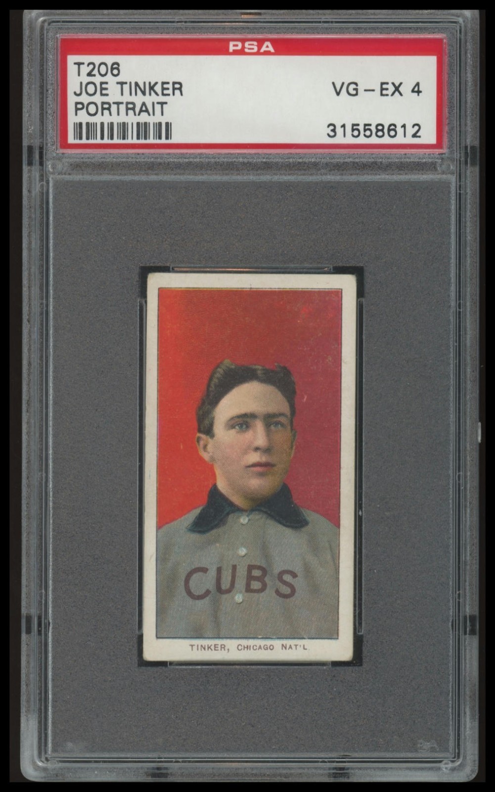 1909-11 T206 JOE TINKER Portrait PSA 4 VG-EX  Piedmont 150 CHICAGO CUBS
