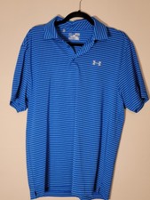 Under Armour Golf Polo Blue HeatGear Loose Performance Short Sleeve Mens Medium