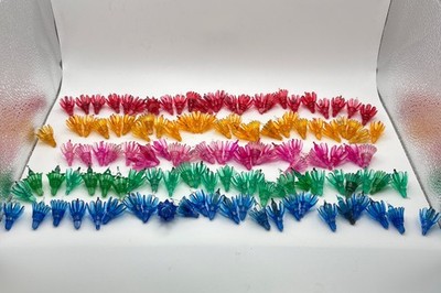 Vtg String Light Flower Tulip Sputnik Atomic Multi Color Covers Reflectors AS IS