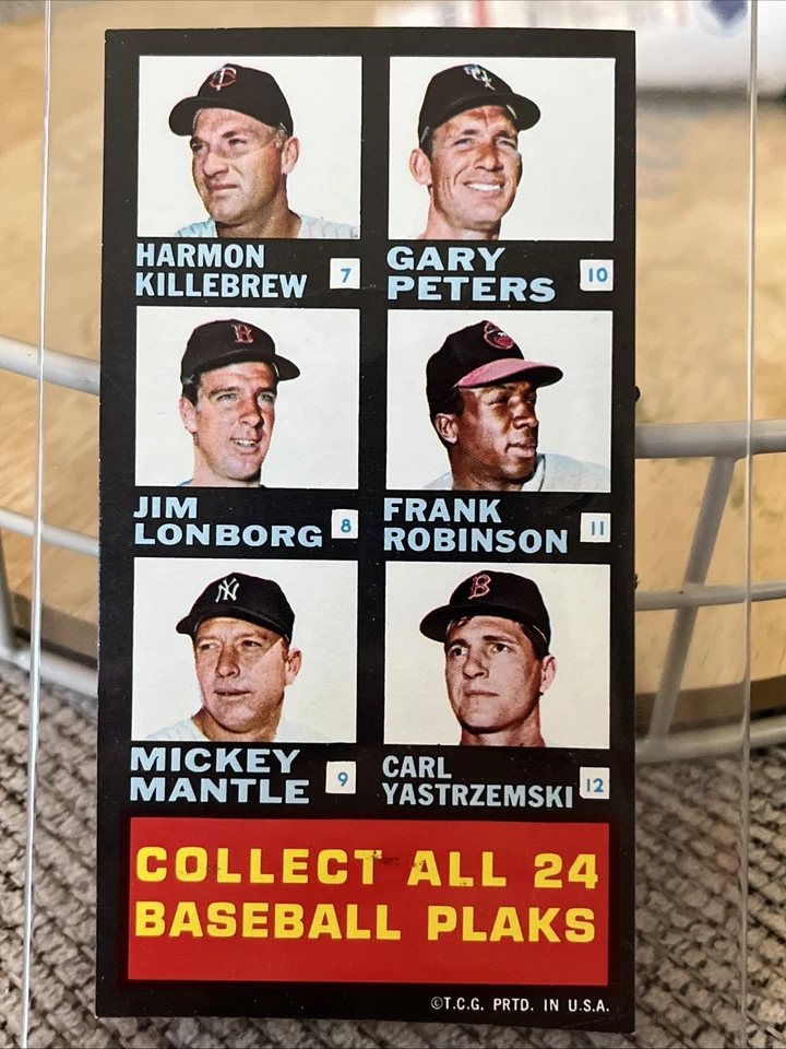 1968 Topps Plaks Checklist #1 Mantle Killebrew Kaline ZK9378 Near Mint - Image 2 of 2