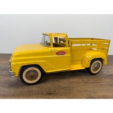 Vintage Tonka 1960s Yellow Step Side Farm Pickup Truck Stake Bed Pressed Steel