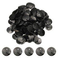 120Pcs Shell Beads for Jewelry Making, Flat Shell Coin, Black