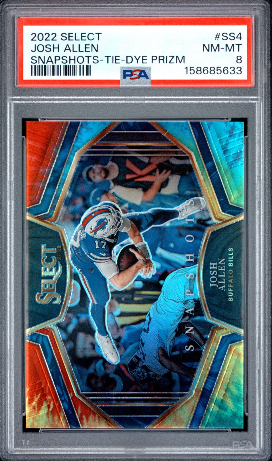 2022 Josh Allen SP 17/25 Panini Select Jersey # Match 1/1 Tie-Dye Prizm PSA 8 view 5