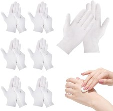 12-Pack White Cotton Gloves, for Dry Hands Sleeping Eczema Care and Night-Time