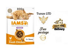IAMS Hairball Complete Dry Cat Food for Adult and Senior Cats with Chicken 800 G 7.48 per kilo