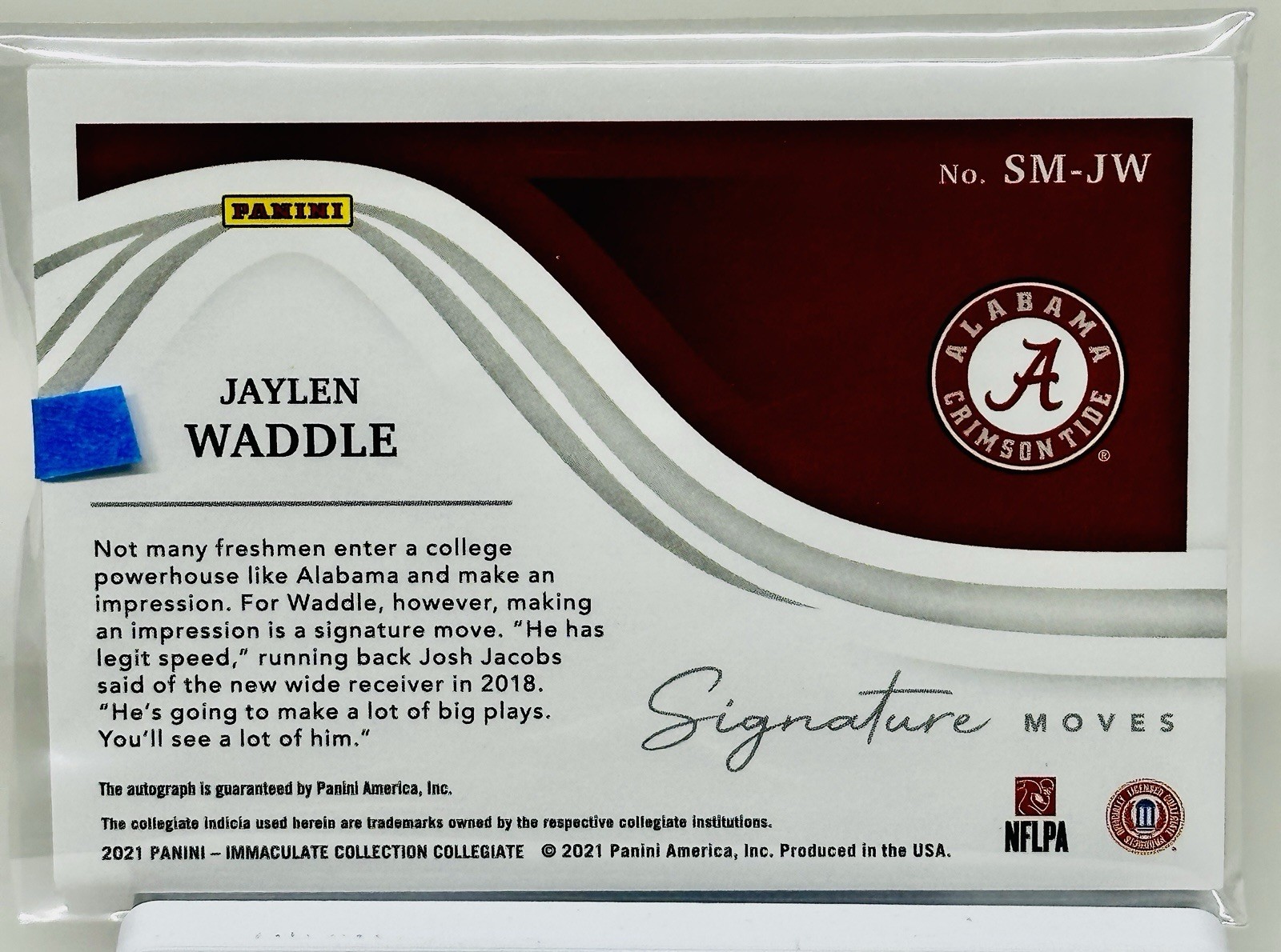 2021 Panini Immaculate Collection Jaylen Waddle Signature Moves Auto RC 1/1 view 2