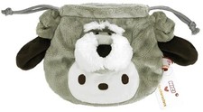 NICI  Sanrio Pochacco  Schnauzer Plush Face Pouch Drawstring Bag 22cm Japan